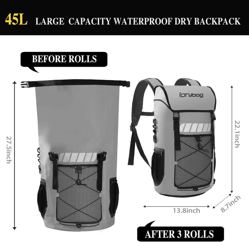 Waterproof Backpack for Men, 25L/45L Dry Bag for Hiking/Camping