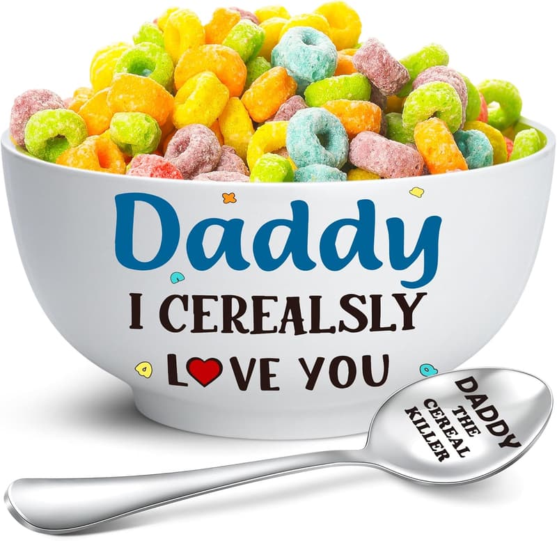 Personalized Cereal Bowl & Spoon Set for Dad's Birthday