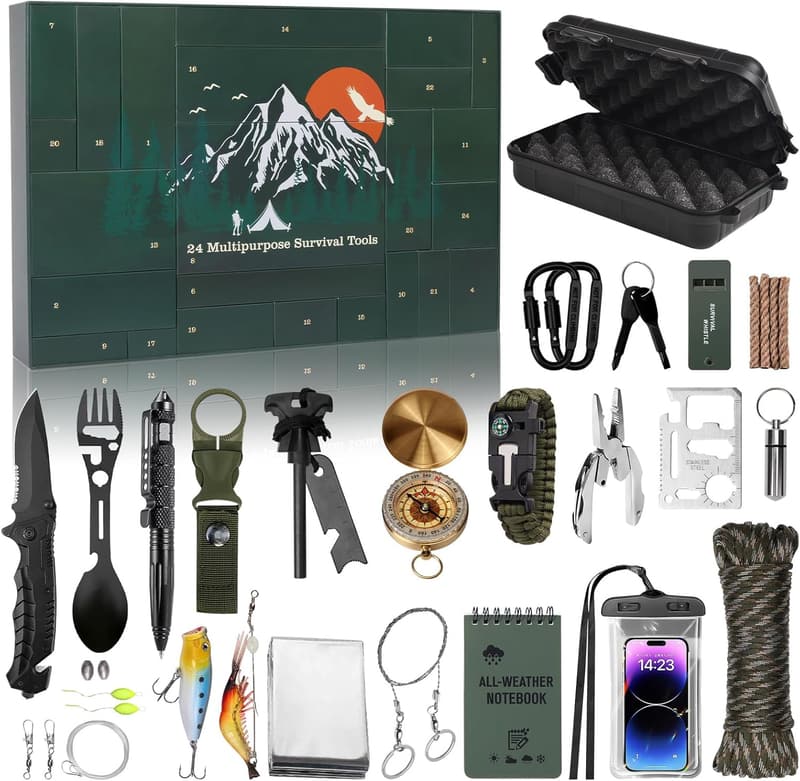 24-Day Christmas Survival Kit Advent Calendar for Outdoor Enthusiasts