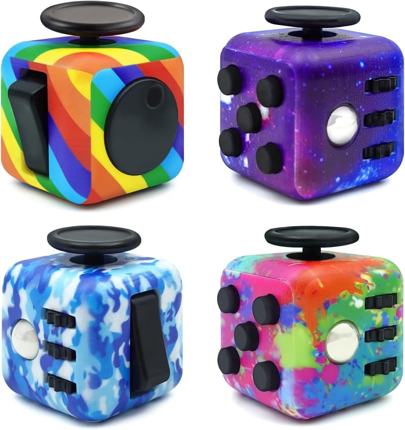 Fidget Cube Set for Anxiety Relief - 4 Pack, Handheld Toys