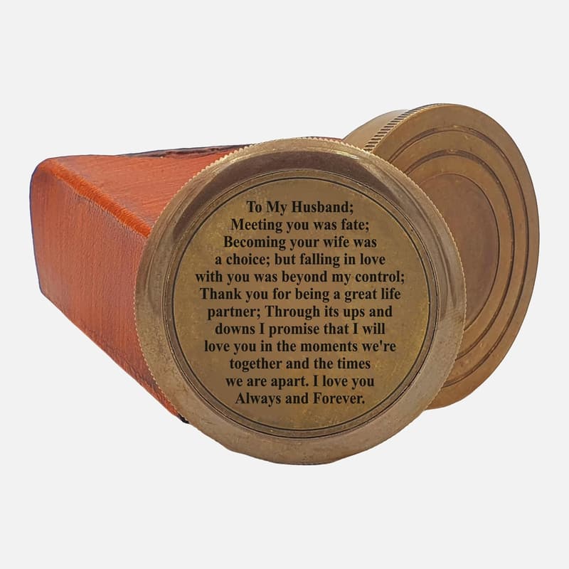 Engraved Brass Compass Gift for Husband