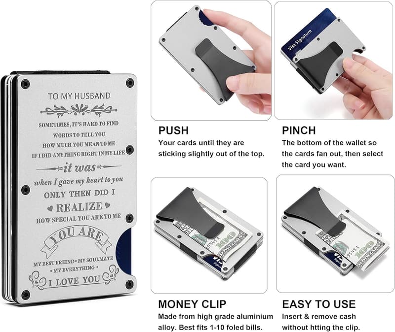 Personalized Engraved Metal Wallet for Husband