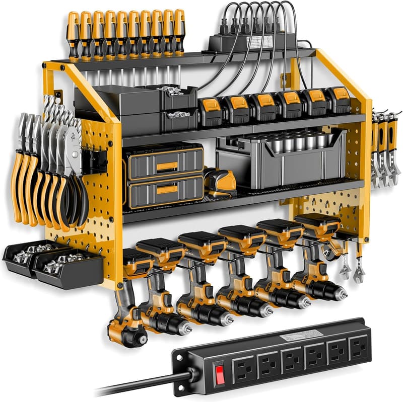 Heavy Duty Power Tool Organizer with Charging Station