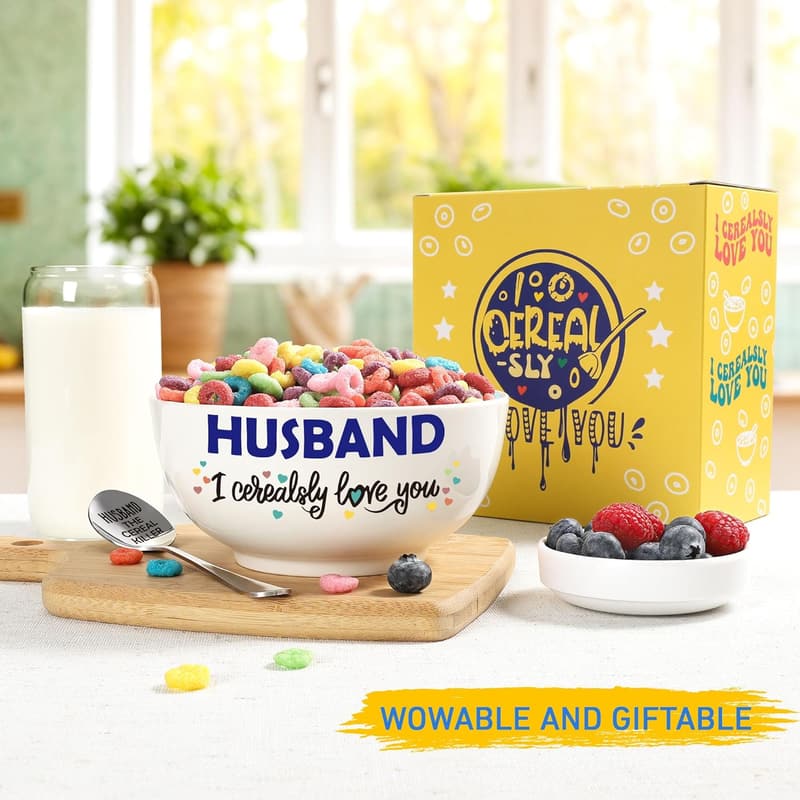 Funny Cereal Bowl Gift for Husband's Birthday or Father's Day