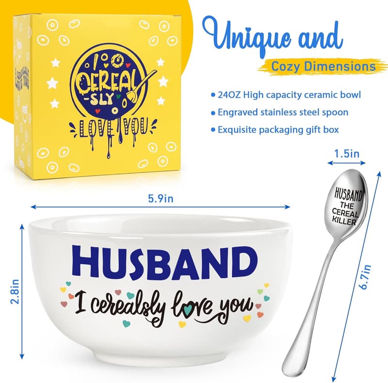 Funny Cereal Bowl Gift for Husband's Birthday or Father's Day
