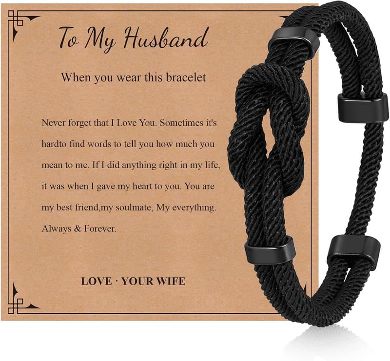 Men's Infinity Knot Bracelet - Braided Cord Gift for Anniversary
