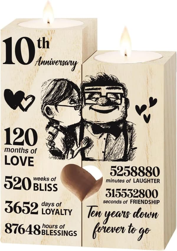 10th Anniversary Couples Candlestick Gift