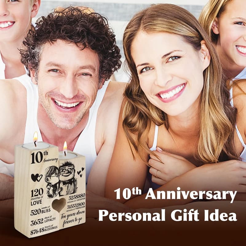 10th Anniversary Couples Candlestick Gift