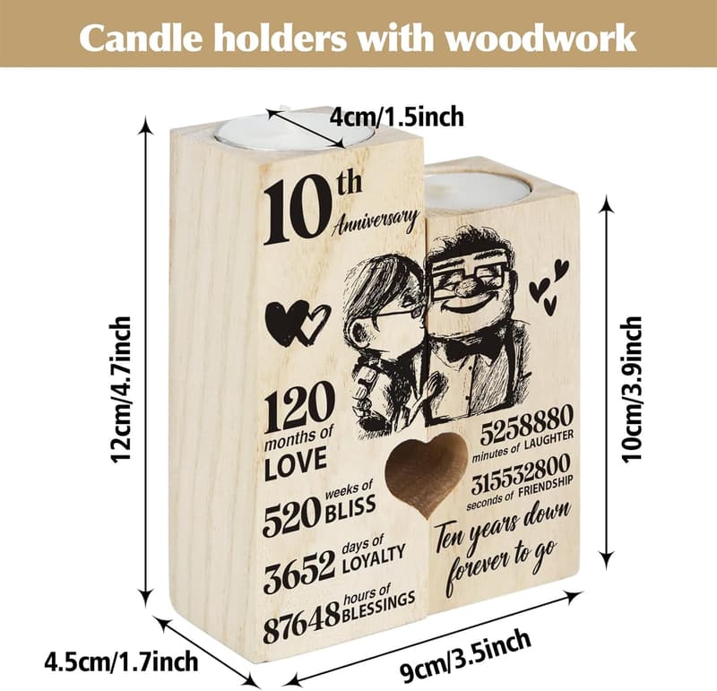 10th Anniversary Couples Candlestick Gift