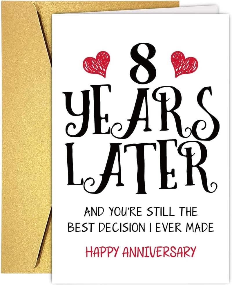 8th Anniversary Card for Couples - Thoughtful Gift Idea