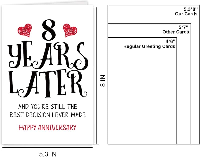 8th Anniversary Card for Couples - Thoughtful Gift Idea