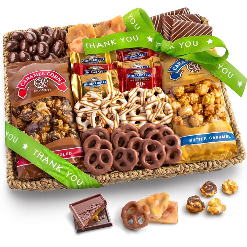 Thank You Gift Basket with Chocolate Caramel and Snacks
