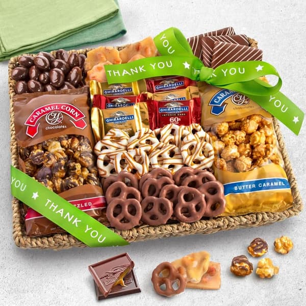 Thank You Gift Basket with Chocolate Caramel and Snacks