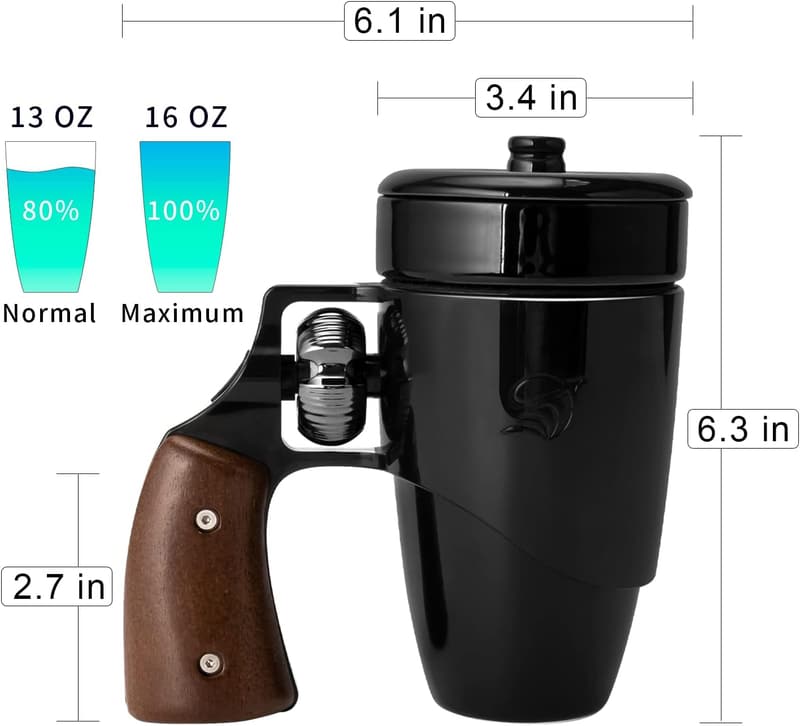 Funny Gun-Shaped Ceramic Coffee Mug for Men - Unique Birthday Gift