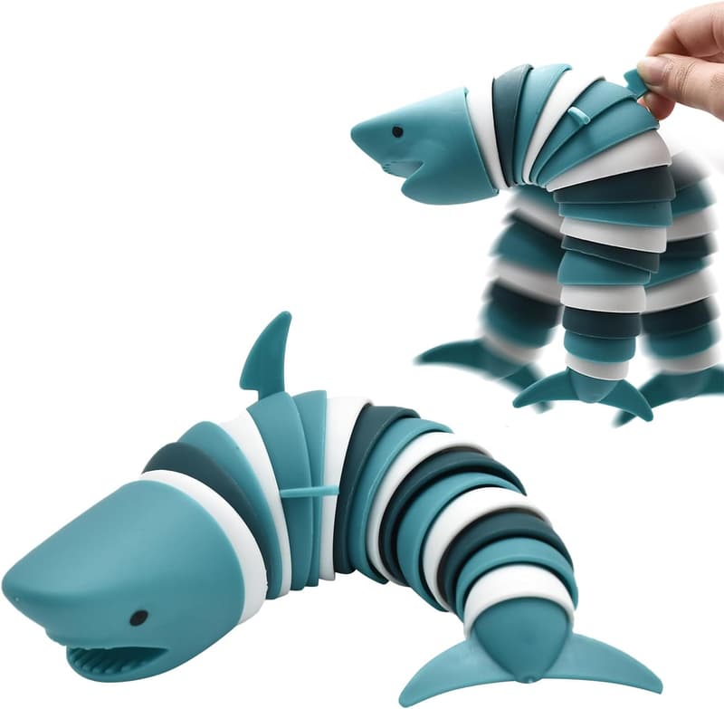 3D Articulated Shark Fidget Toy for Stress Relief