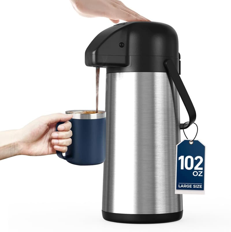 Large Insulated Coffee Carafe - 102OZ Stainless Steel Dispenser