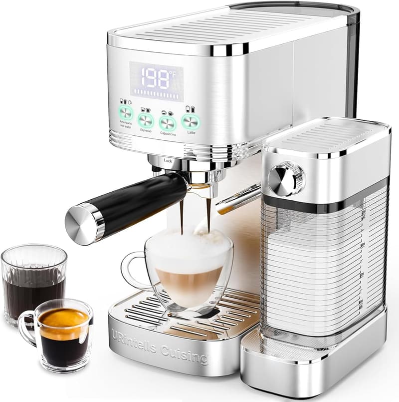 Espresso Machine with Automatic Milk Frother and Temperature Control