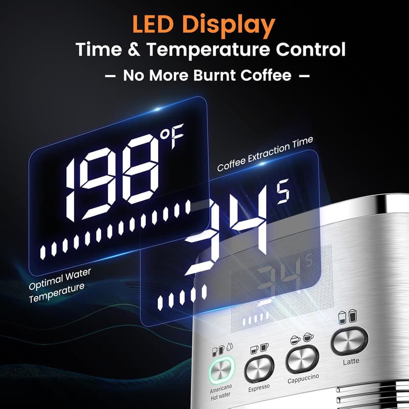 Espresso Machine with Automatic Milk Frother and Temperature Control