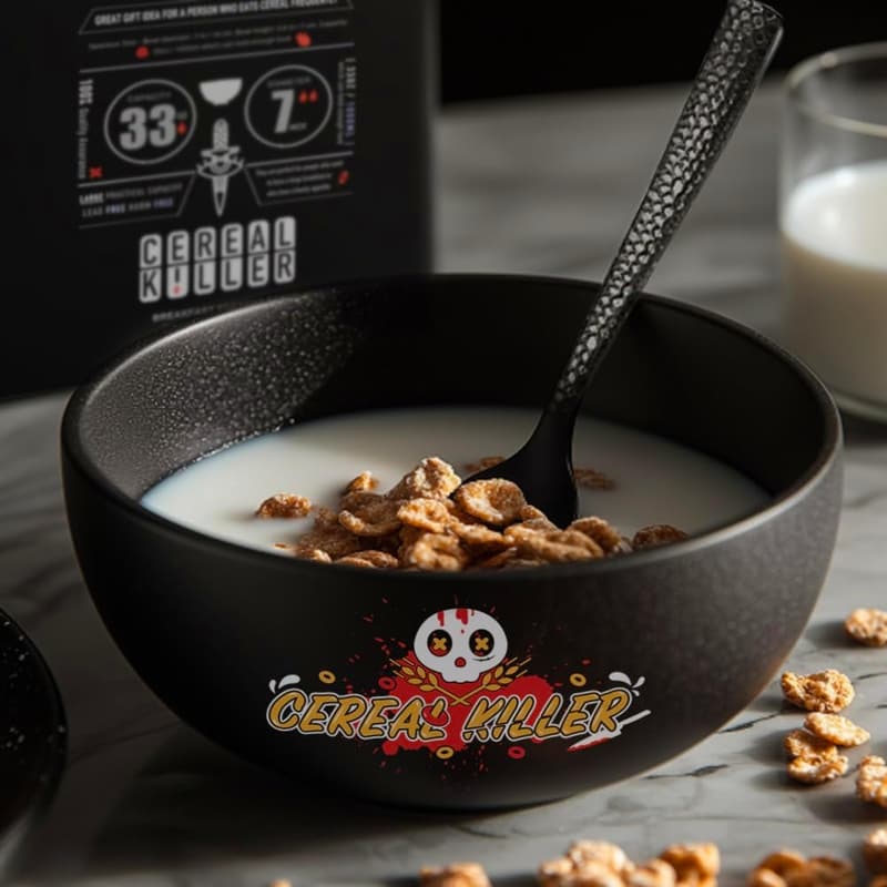 Cereal Lovers 33oz Ceramic Bowl & Spoon Set - Matte Black