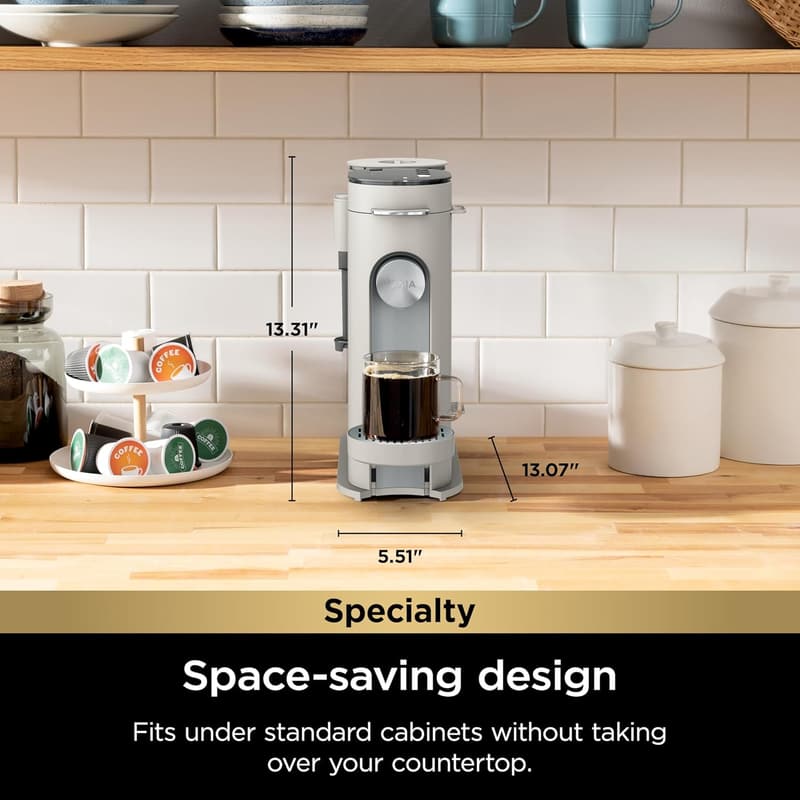 Compact Ninja Pod Coffee Maker with Milk Frother & 56-oz Reservoir