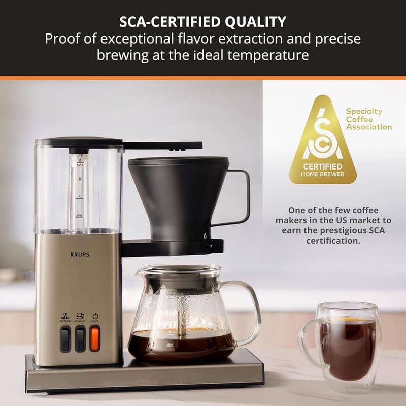 SCA-Certified 8-Cup Stainless Steel Drip Coffee Maker