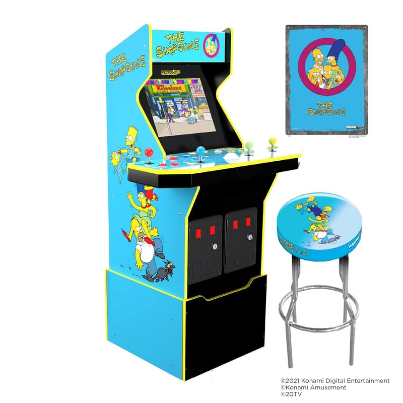 The Simpsons 4-Player Arcade Machine with Custom Riser & Stool