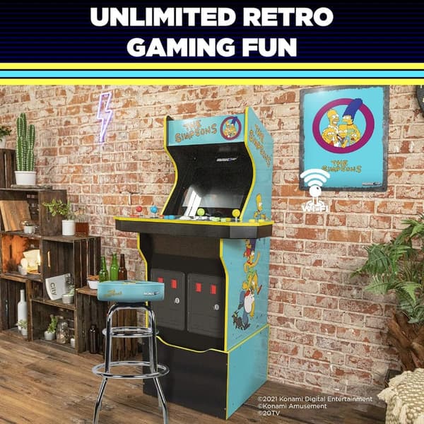 The Simpsons 4-Player Arcade Machine with Custom Riser & Stool