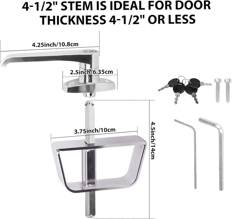 Shed Door Latch Lock Kit with 4 Keys - 4.5