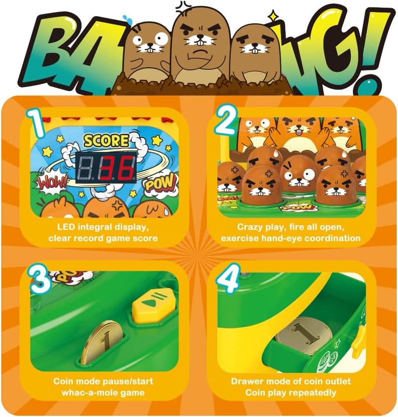Mini Electronic Hammer Game for Kids Ages 3-8