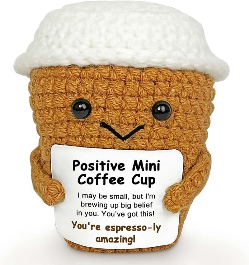Coffee-themed Inspirational Gift for Women - Crochet Desk Decor
