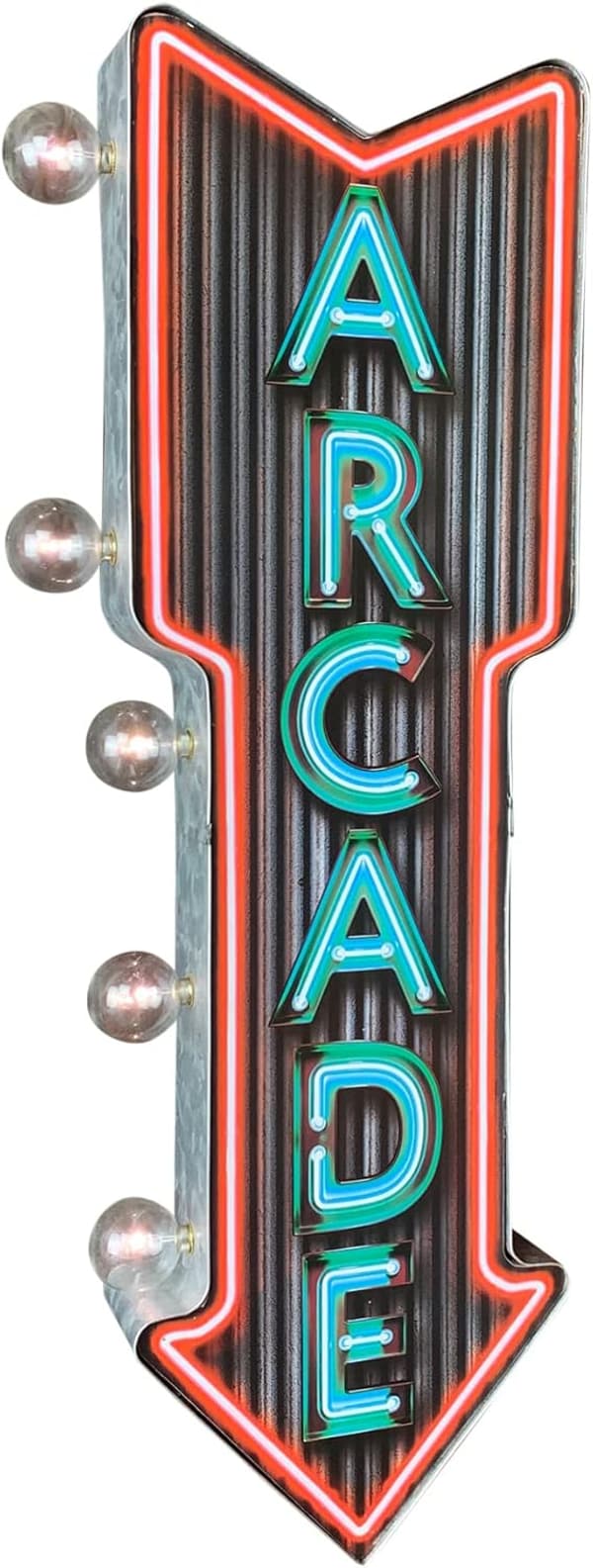 Vintage-Inspired Double-Sided Neon Arcade Sign with LED Bulbs