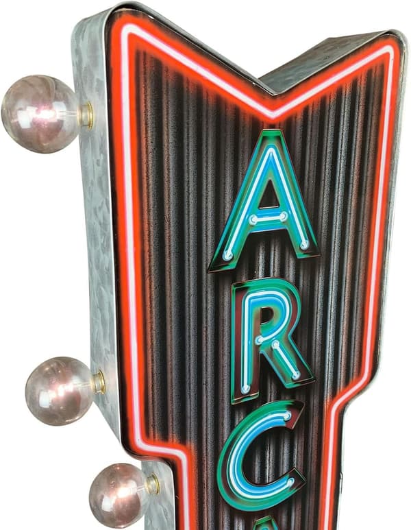 Vintage-Inspired Double-Sided Neon Arcade Sign with LED Bulbs