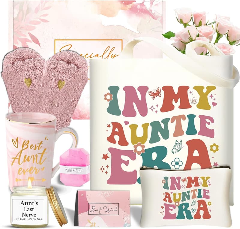 Best Auntie Birthday Gift Basket with Coffee Mug & Tote Bag