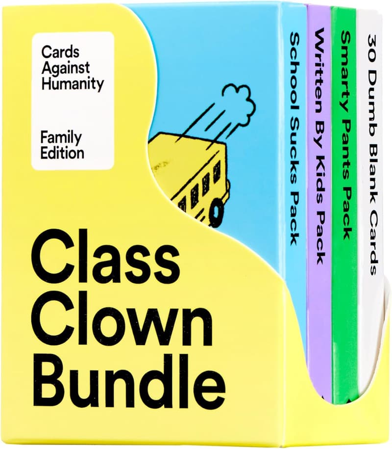 Family Edition Cards Against Humanity: Class Clown Bundle with 30 Blank Cards