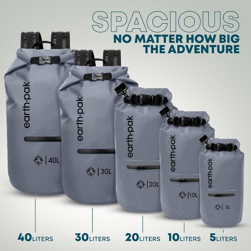 Waterproof Dry Bag Backpack with Zip Pocket