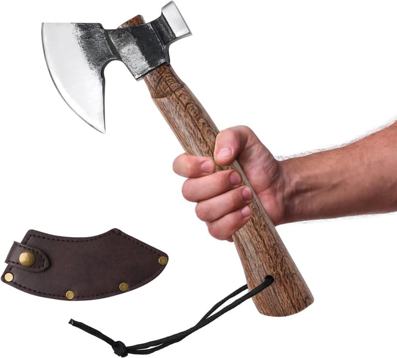 Wood Splitting Axe with Leather Sheath for Camping and Survival