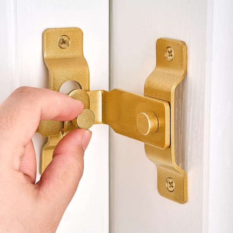 90-Degree Gold Flip Barn Door Lock - Privacy Gate Latch