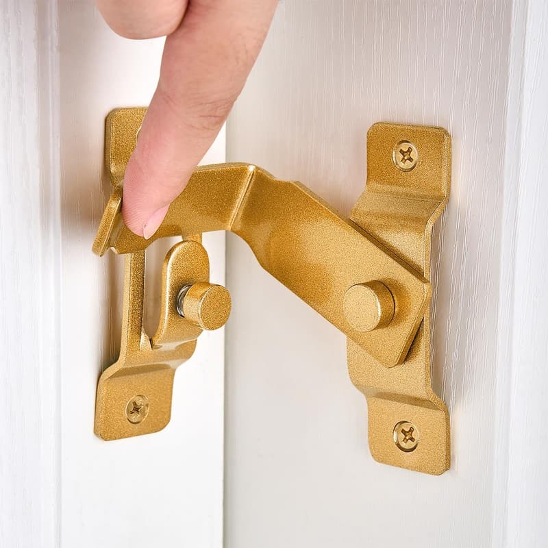 90-Degree Gold Flip Barn Door Lock - Privacy Gate Latch