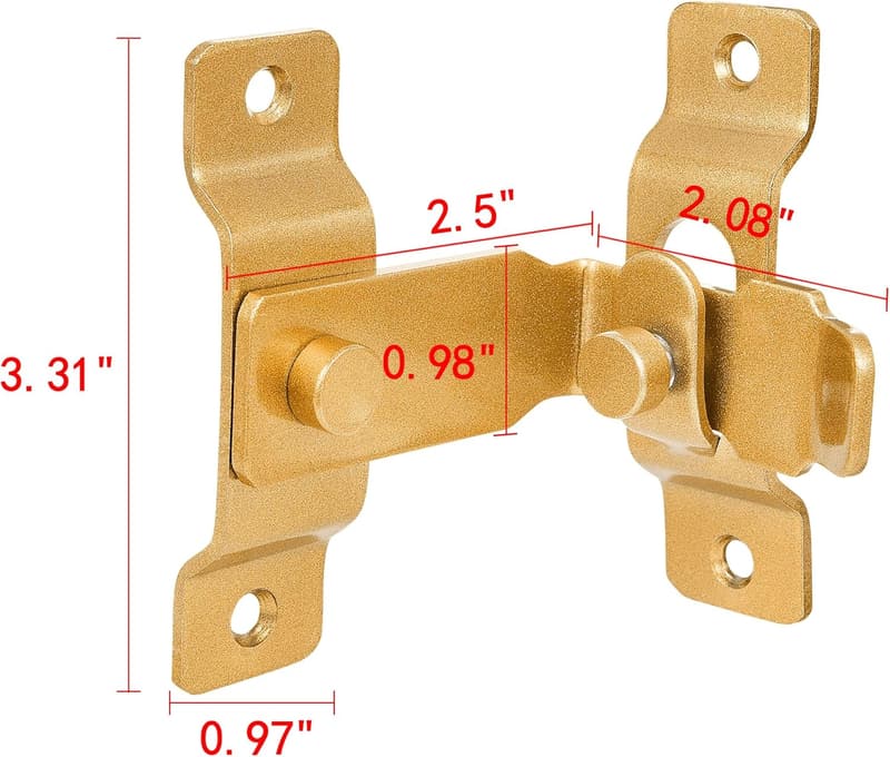 90-Degree Gold Flip Barn Door Lock - Privacy Gate Latch