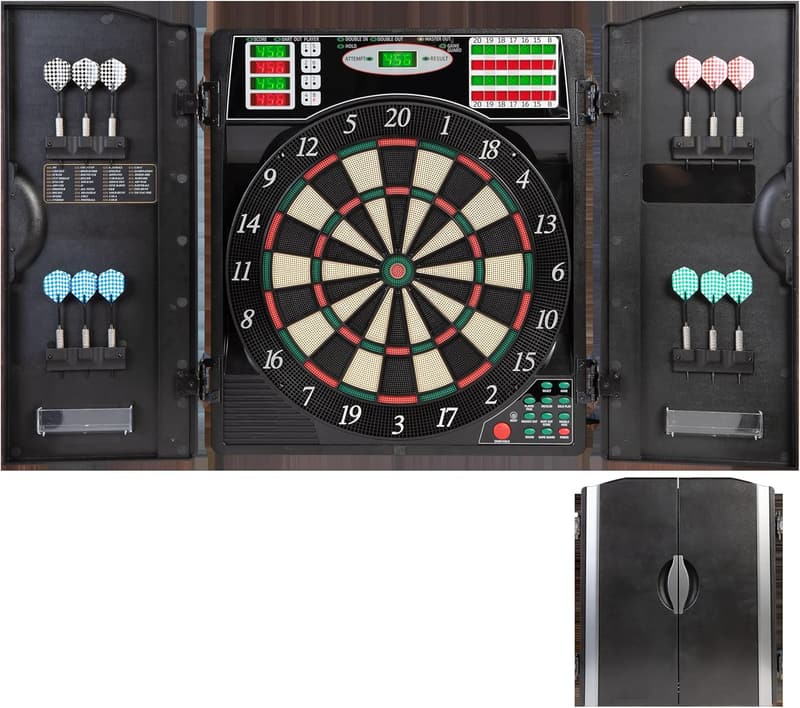 Titanium Electronic Dartboard with Cabinet, Black
