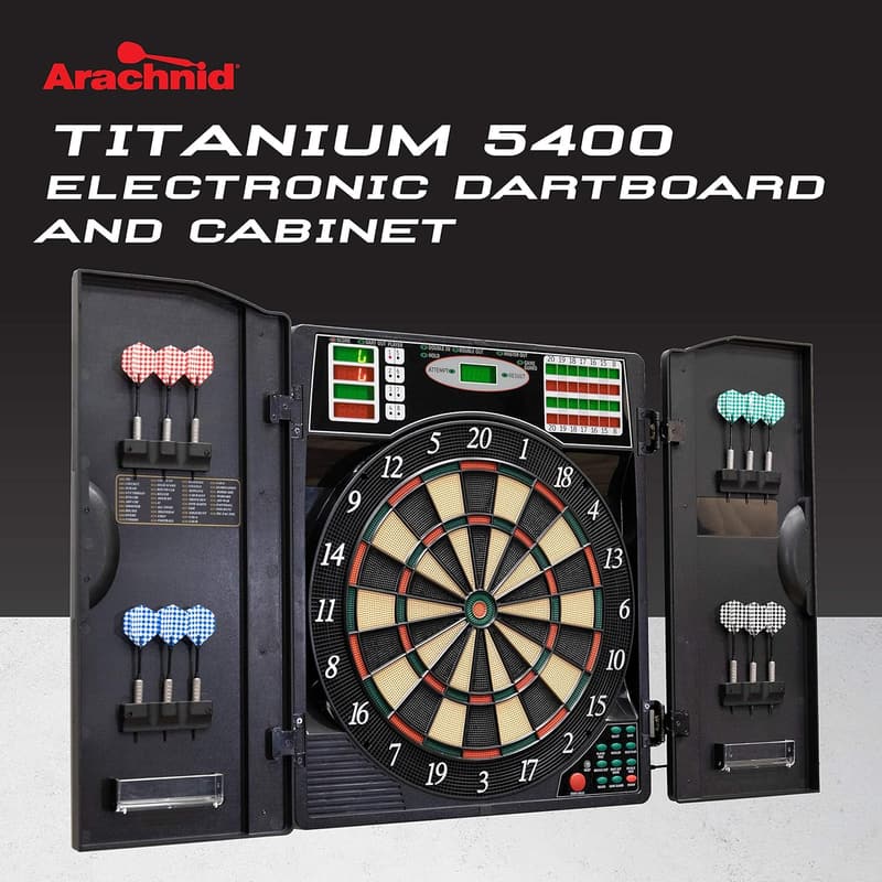 Titanium Electronic Dartboard with Cabinet, Black