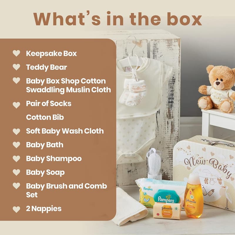 Gender Neutral Baby Gift Basket - 12 Essential Items