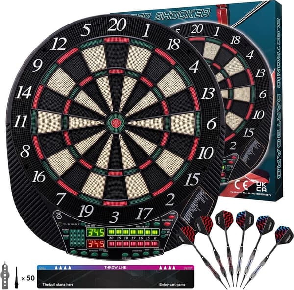 Electronic Dart Board with LED Display for up to 16 Players