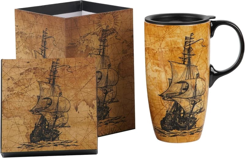 Ceramic Travel Mug with Lid - 17oz Splash Resistant Tumbler