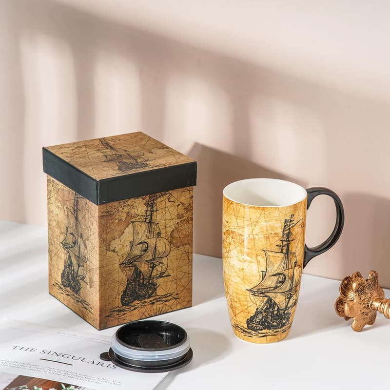 Ceramic Travel Mug with Lid - 17oz Splash Resistant Tumbler
