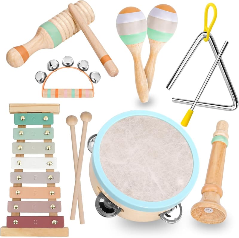 Wooden Montessori Xylophone Set - Neutral Colors, Birthday Gift for Toddlers