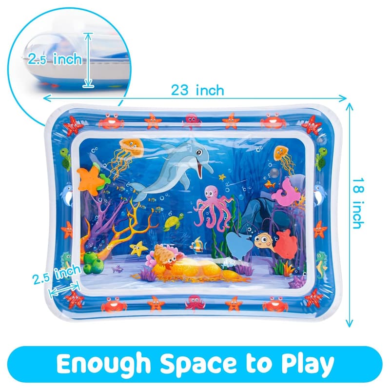 Inflatable Tummy Time Water Play Mat for Babies 3-12 Months