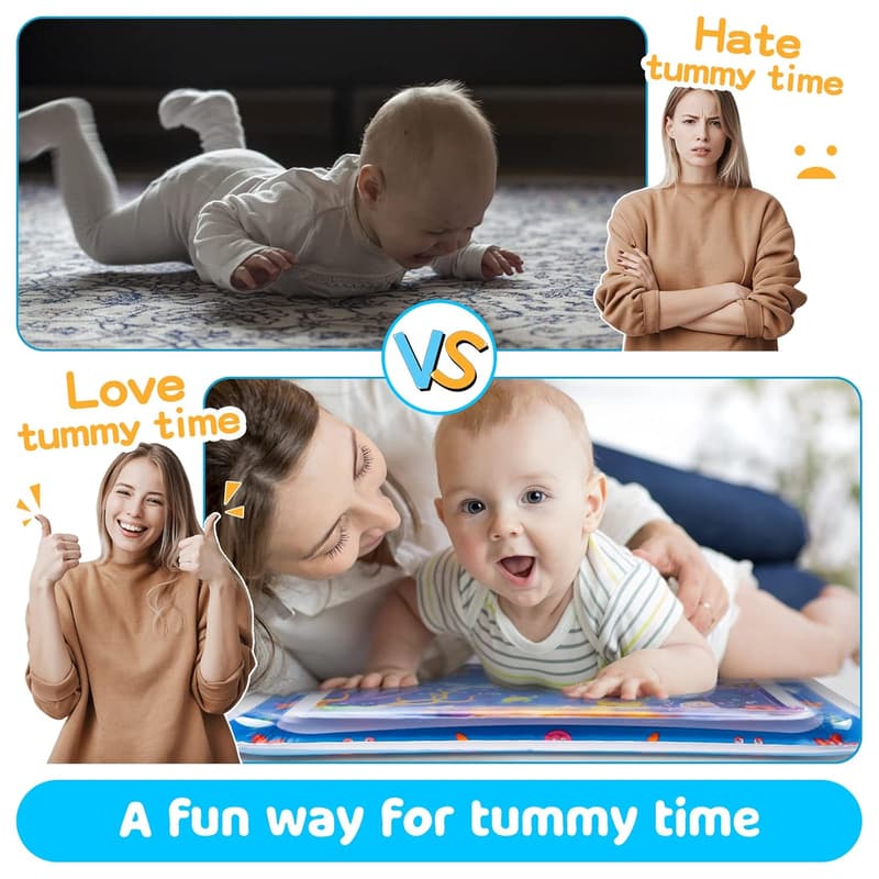 Inflatable Tummy Time Water Play Mat for Babies 3-12 Months