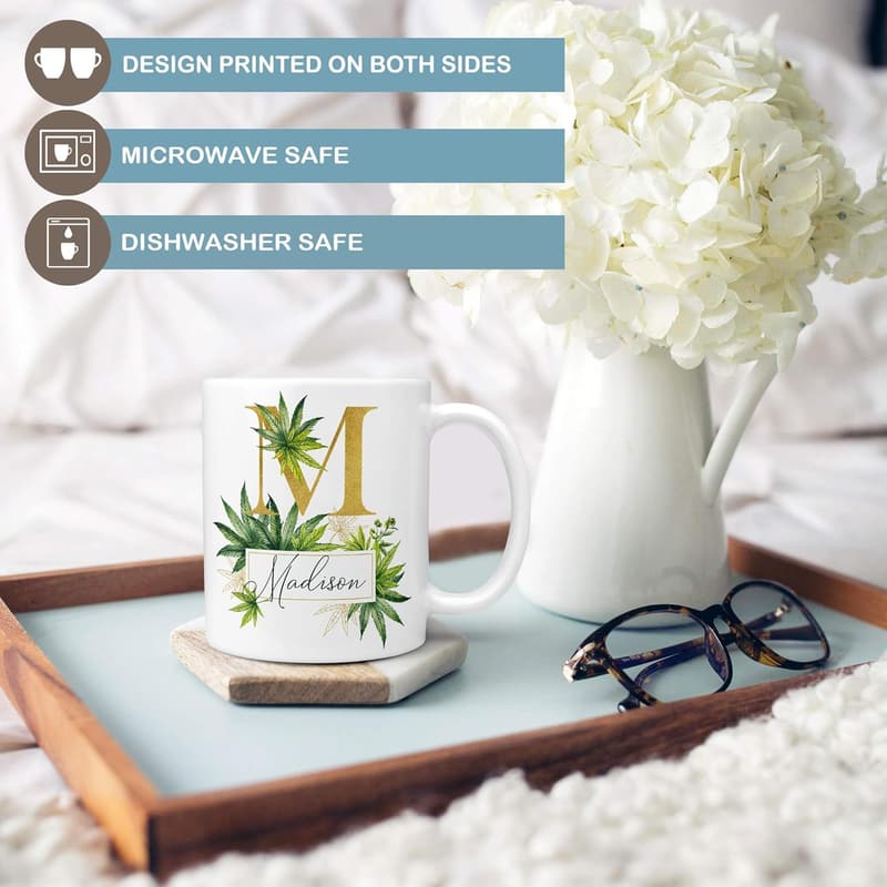 Personalized Cannabis Coffee Mug with Custom Monogram