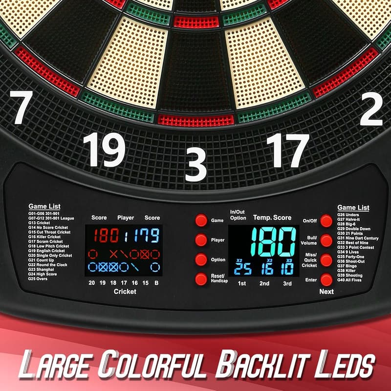 Digital Electronic Dart Board Set with 40 Games and LED Lights